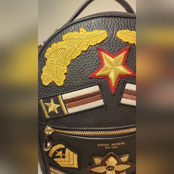 Henri bendel Black Military backpack with patch detail - Picture 10 of 12